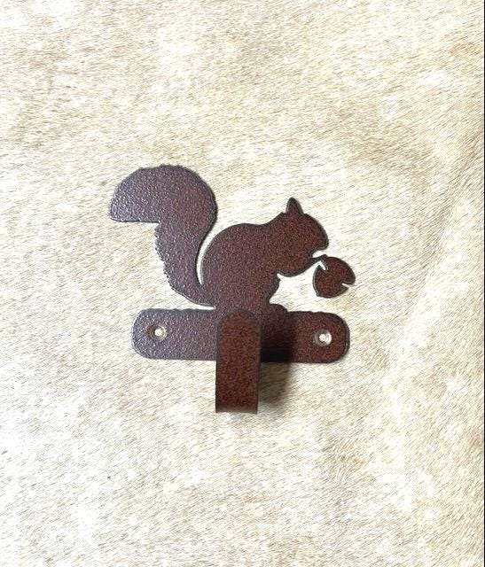 Squirrel Hook Wall Art Metal Squirrel Cute Forest Animal Hook Back Pack Hook Coat Rack Squirrel Towel hook Gift Nursery Laundry Hook Rustic