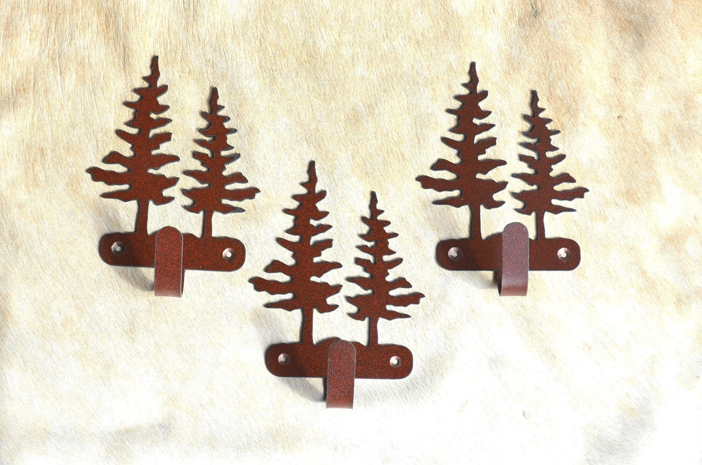 Set of 3 Tree Wall Hooks Tree Wall Art Metal Pine Hook Back Pack Hook Cedar Coat Rack Hunter Gift Deer Nursery Laundry Hook Rustic Tree Hook