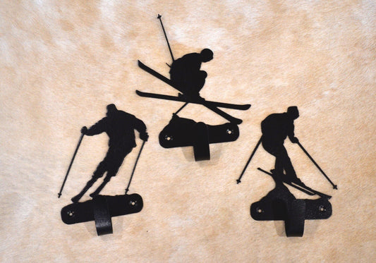 Set of 3 Skiers Wall Hook Ski Wall Art Metal Skiers Hook Back Pack Hook Coat Rack Mountain Towel Hook Ski Gift Nursery Laundry Hook