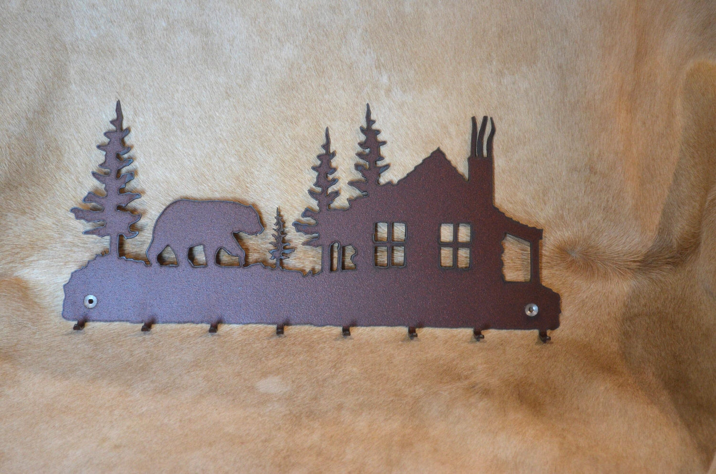 Key Hanger Bear Lodge 8 Hook Bear Metal Wall Hook Gift Key Holder Home Decor Bear Rustic Lodge Gift Entry Way Organizer Bear Cabin Key Hook