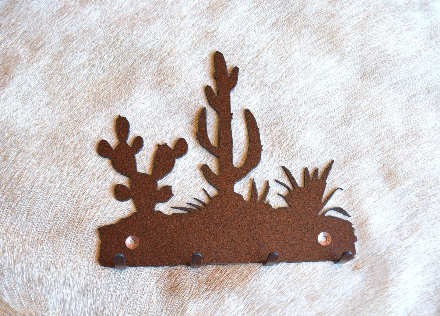 Key Hanger Cactus Southwest Desert Accent Metal Wall Hook Key Holder Home Decor Gift Saguaro Prickly Pear Entry Way Organizer Gift