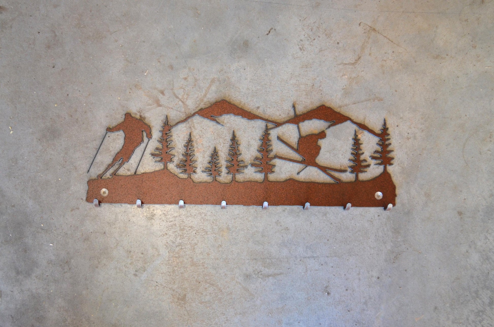 Key Hanger Ski Lodge 8 Hook Ski Metal Wall Hook Gift Key Holder Home Decor Ski Rustic Lodge Gift Entry Way Organizer Ski Cabin Key Hook