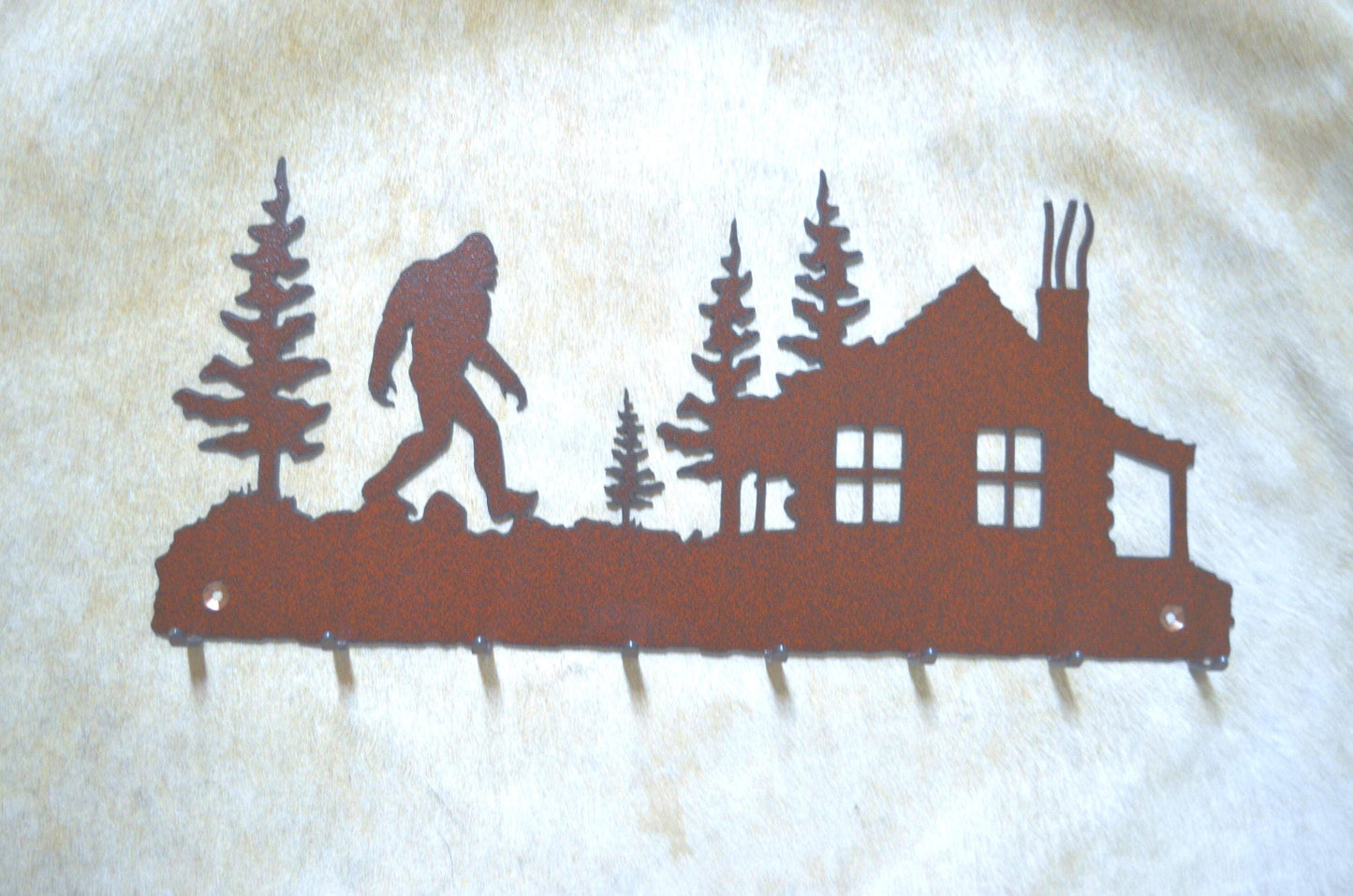 Key hanger Bigfoot 8 Hook Cabin Gift Sasquatch Metal Wall Hook Gift Key Holder Rustic Decor Gift Yeti Entry Way Organizer Bigfoot Hook Gift