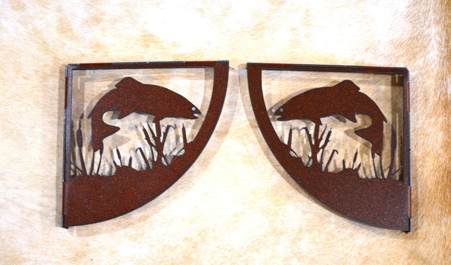 Trout Shelf Brackets Fisherman Gift Rustic Fish Shelf Decor Hunters Den Trout Gift for Dad Lodge Den Decor Trout metal Art Gift