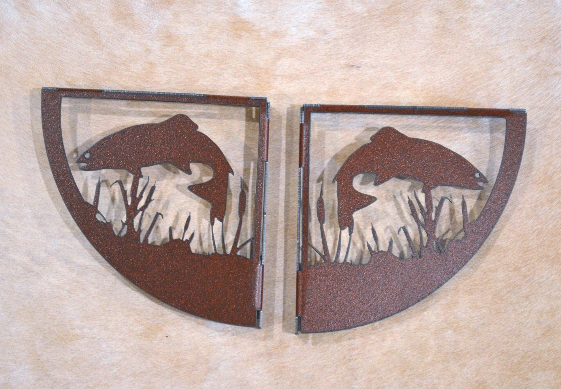 Trout Shelf Brackets Fisherman Gift Rustic Fish Shelf Decor Hunters Den Trout Gift for Dad Lodge Den Decor Trout metal Art Gift