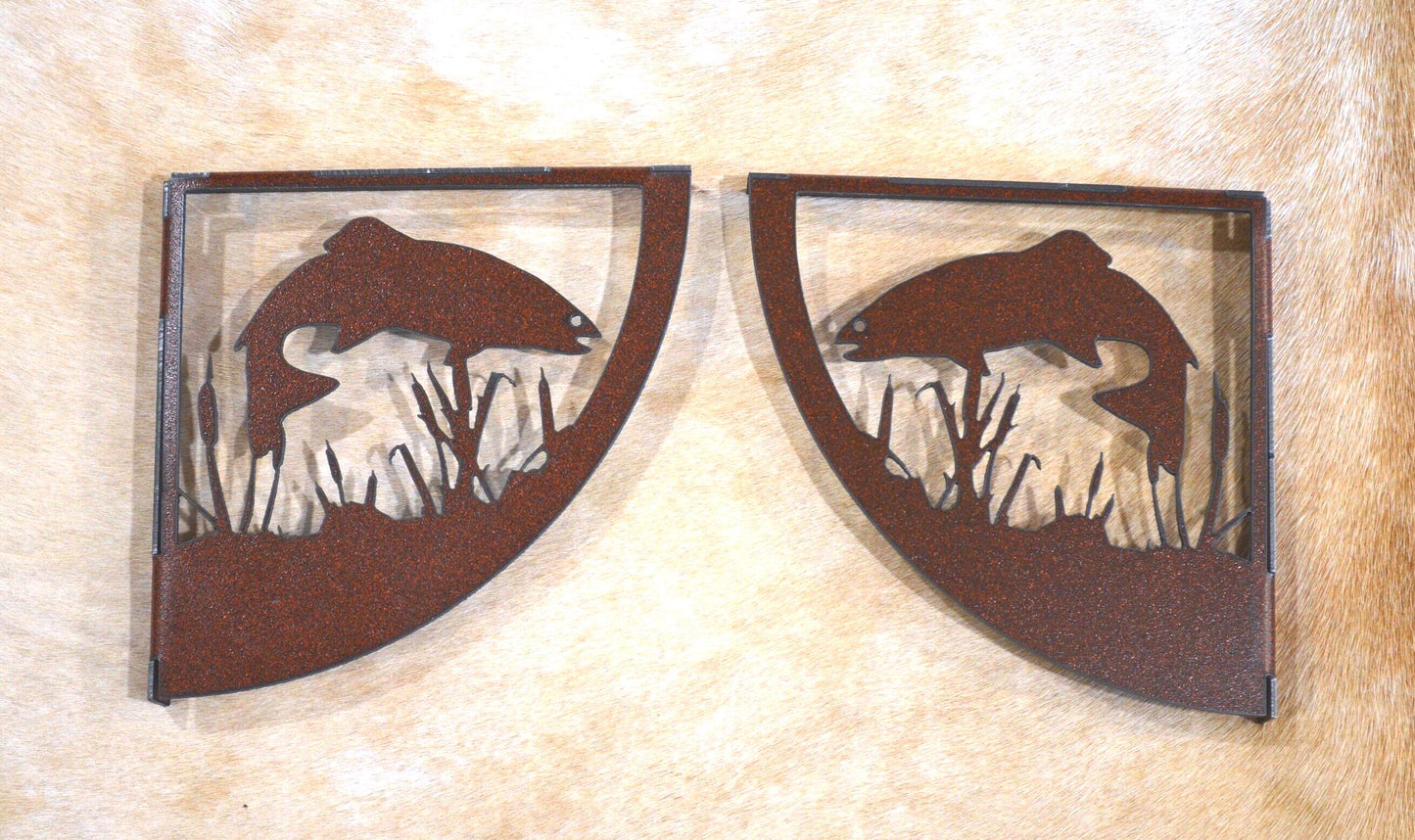 Trout Shelf Brackets Fisherman Gift Rustic Fish Shelf Decor Hunters Den Trout Gift for Dad Lodge Den Decor Trout metal Art Gift