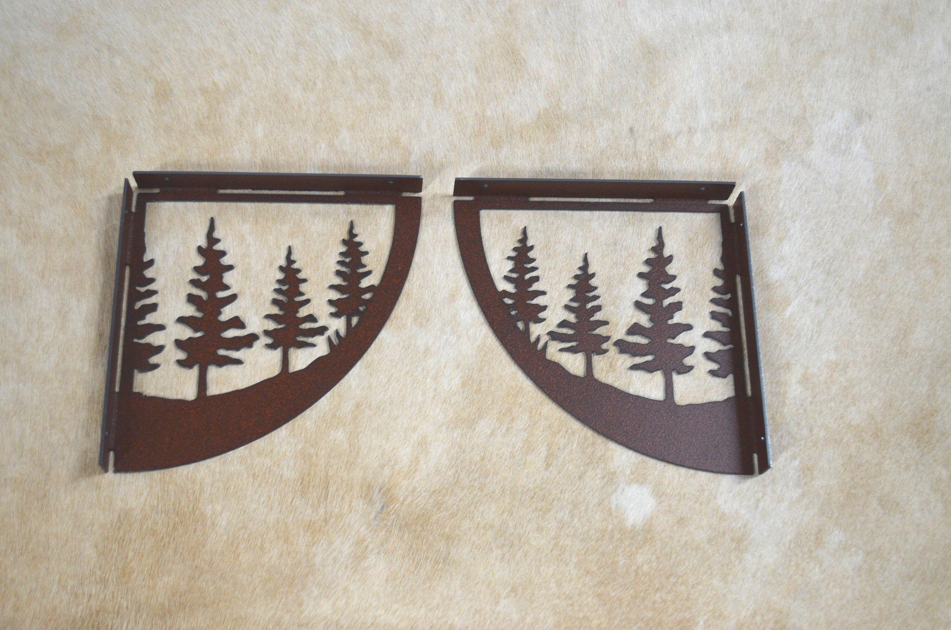 Pine Tree Shelf Brackets Rustic Decor Gift Tree Shelf Brackets Metal Wall Art Rustic Lodge Cornice Cabin Metal Tree Shelf Decor