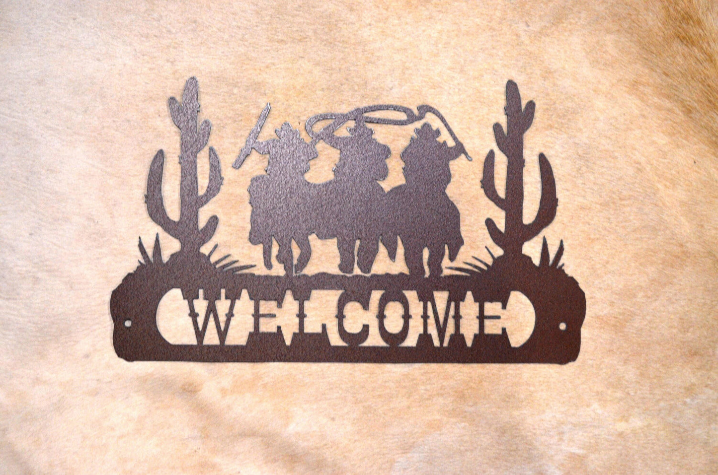 Posse Welcome Sign Western Cowboy Sign Kids Cowboy Room Western Welcome Sign Cactus Southwest Welcome SIgn Metal Wall Art Cowboy Cactus