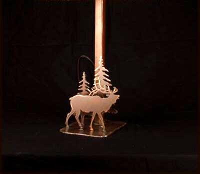 Lamp Rustic Elk Metal Table Lamp 20" tall Cozy Cabin Light Pine Cedar Elk Lamp Cozy Cabin Decor Mountain Lodge Gift Elk Light Hunters Gift