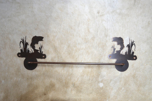 Towel Bar Bass Rustic Fish Towel Bar Cozy Cabin Bath Decor Gift Lakehouse Fish Gift Fisherman Hunters Cabin Gift Rustic Bathroom