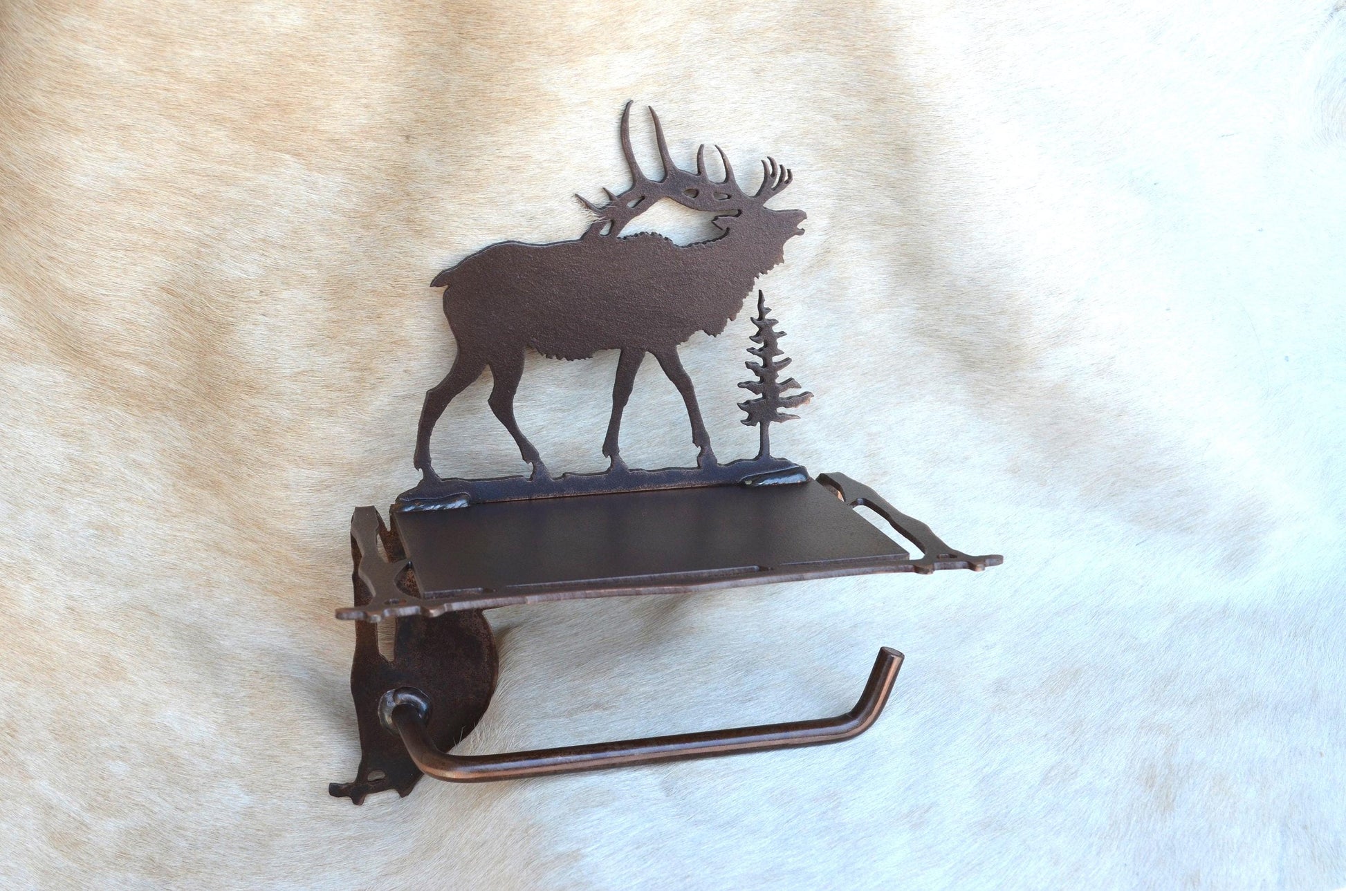 Rustic Bathroom TP Holder With Shelf In Any of Our Styles Bear Elk Tree Duck Moose Toilet Paper Holder Shelf for Phone Rustic Decor Gift