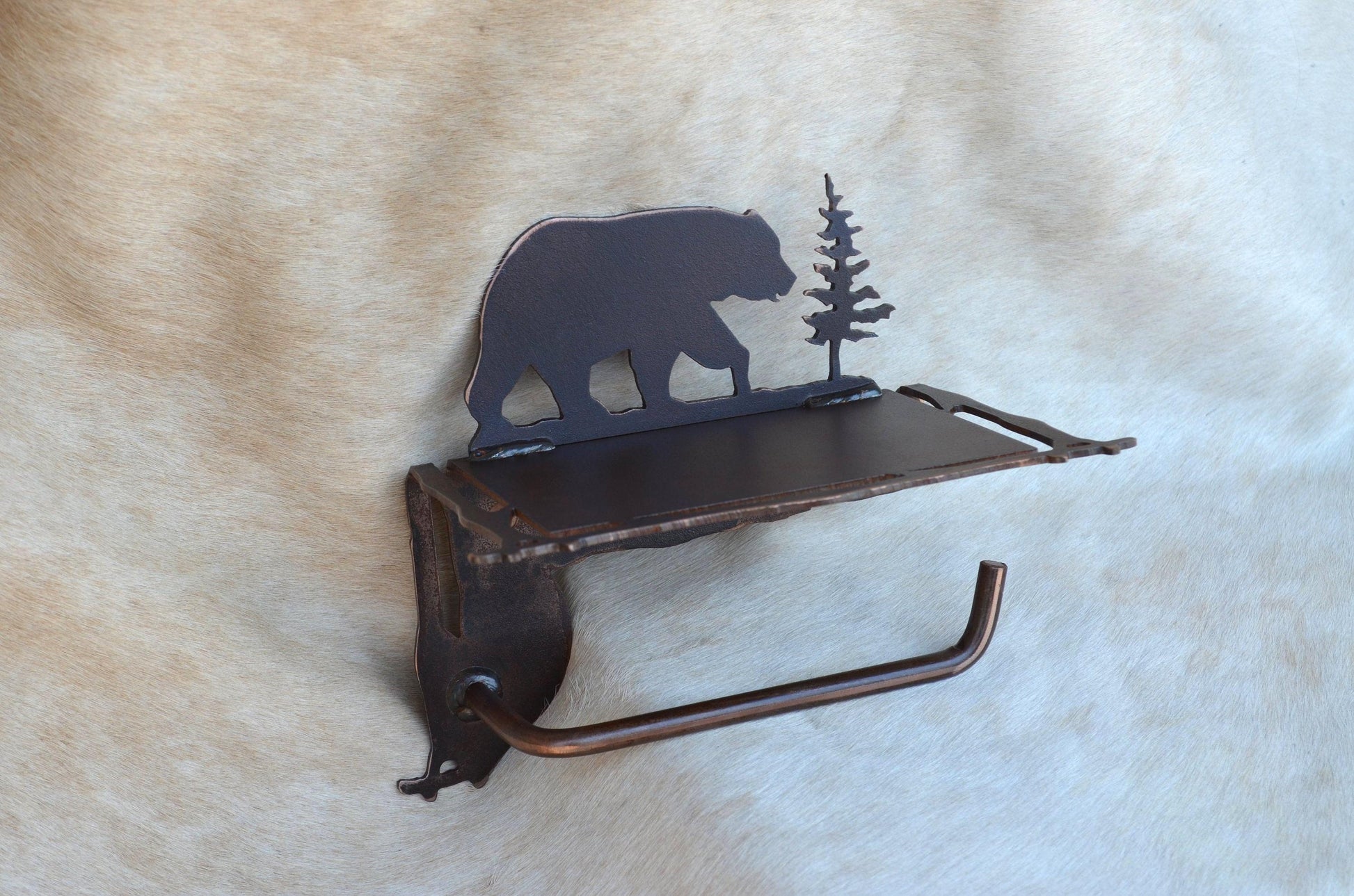 Quail Toilet Paper Holder with Shelf: Lodge Bath Decor Handmade Quail Bathroom Hardware