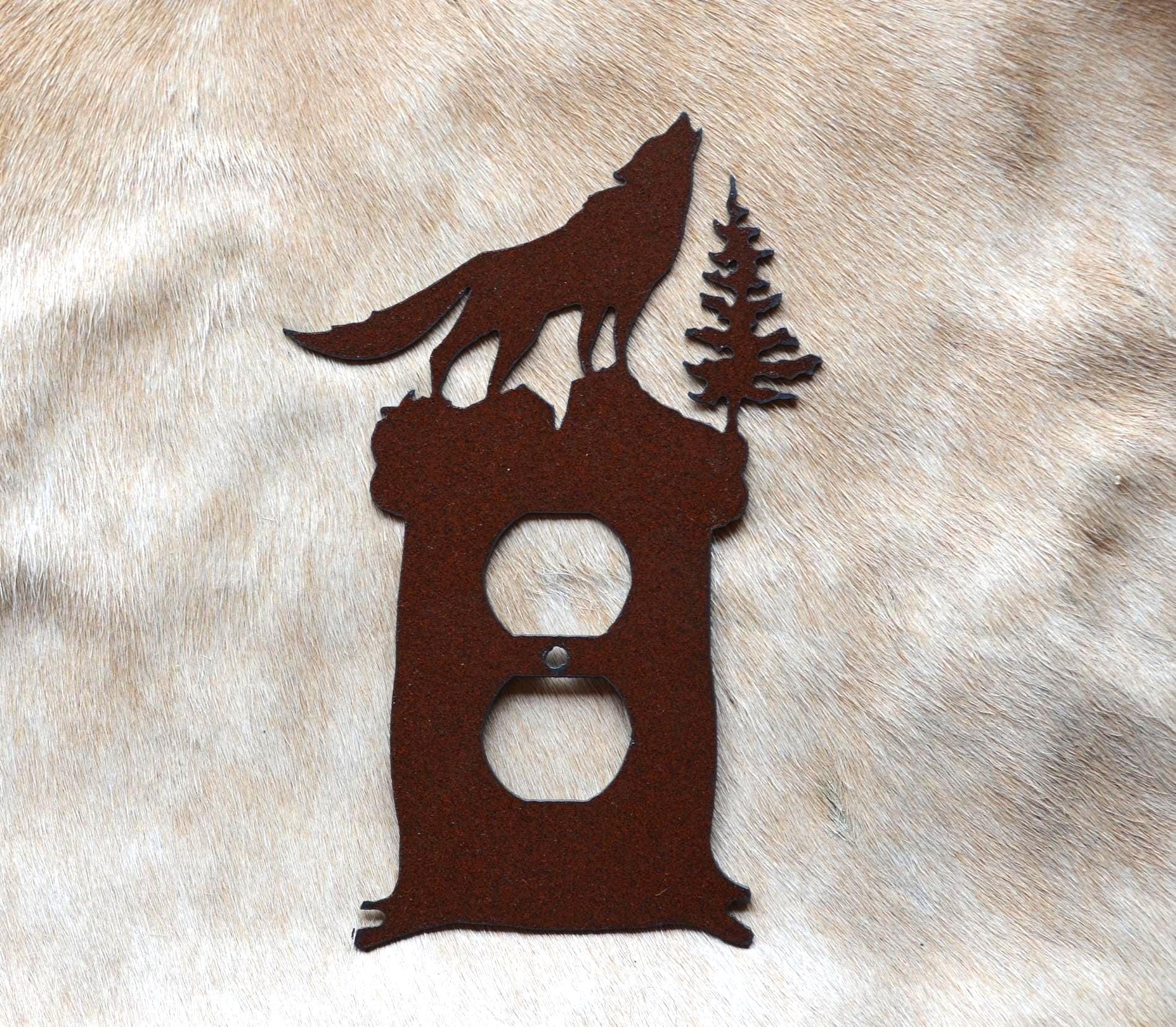 Howling Wolf Switch Cover Rustic Metal Light Wolf Switch Plug Outlet Plate Coyote Southwest Wall Art All Configurations Available.