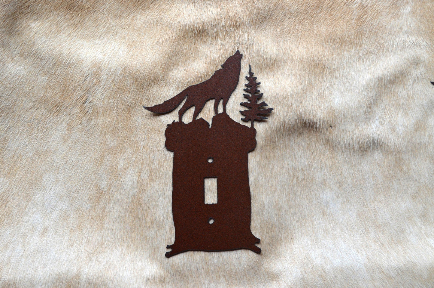 Howling Wolf Switch Cover Rustic Metal Light Wolf Switch Plug Outlet Plate Coyote Southwest Wall Art All Configurations Available.