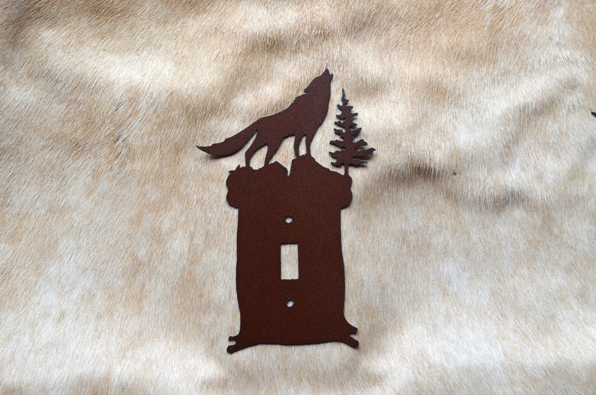Howling Wolf Switch Cover Rustic Metal Light Wolf Switch Plug Outlet Plate Coyote Southwest Wall Art All Configurations Available.