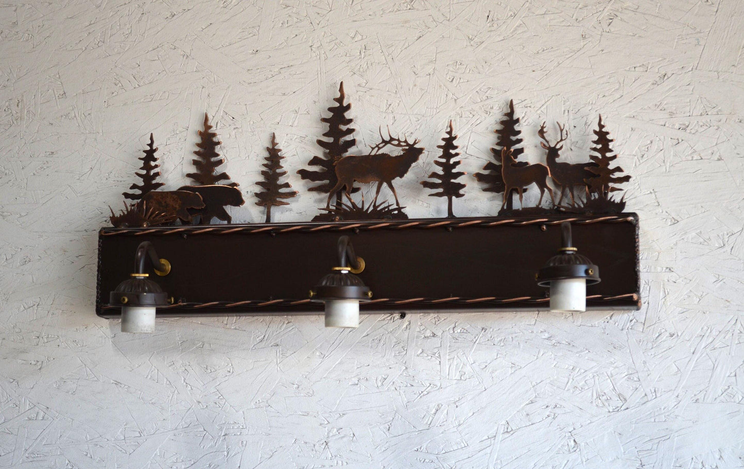 Vanity Bear Elk Deer Light Rustic Bathroom Light Mountain Lodge Bathroom Light Rustic Deer Light Hunters Decor Cozy Cabin Lake Light