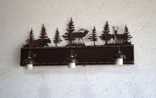 Vanity Bear Elk Deer Light Rustic Bathroom Light Mountain Lodge Bathroom Light Rustic Deer Light Hunters Decor Cozy Cabin Lake Light