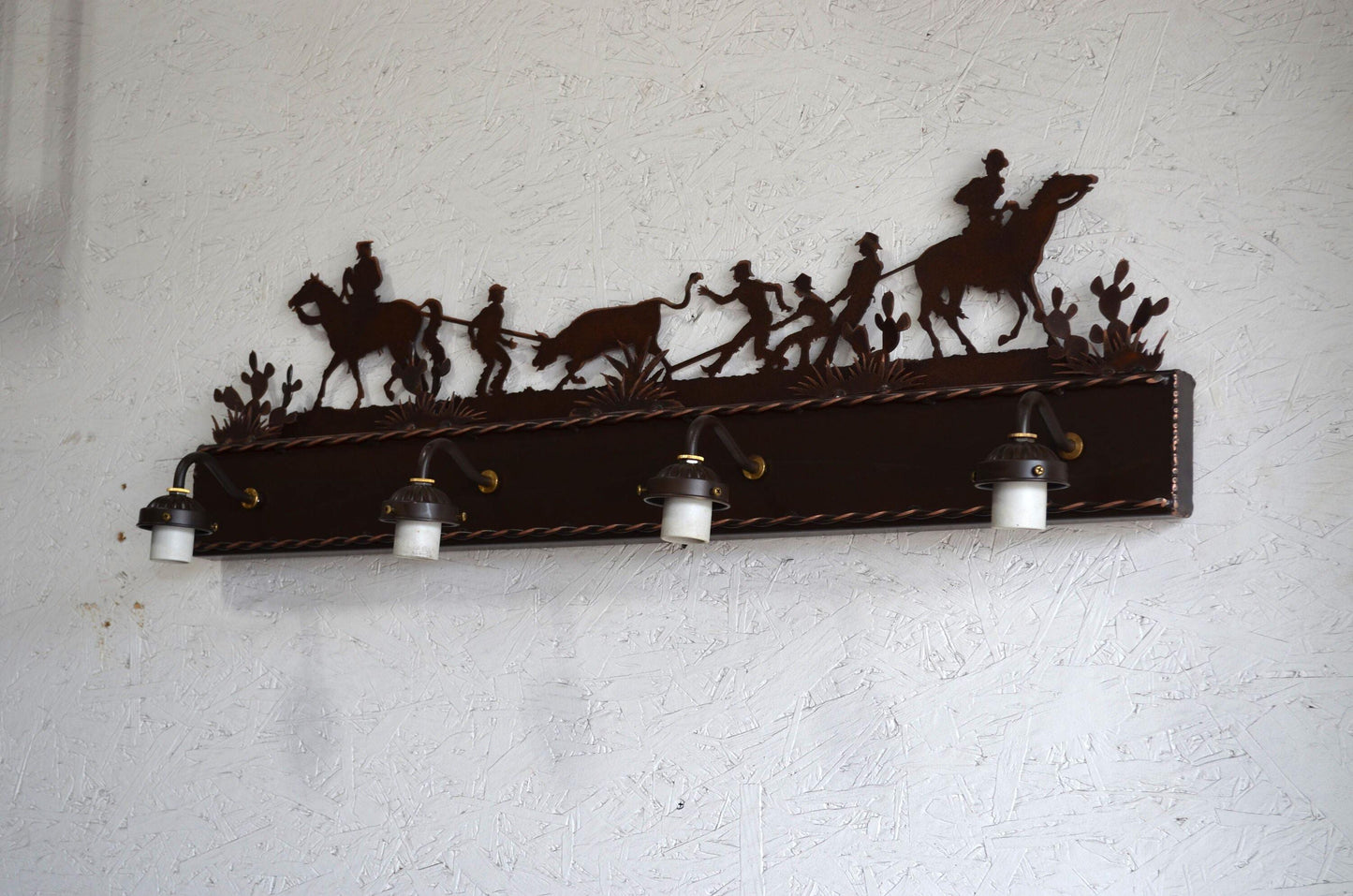Rustic Vanity Light Cattle Branding Light Rustic Western Wall Mount Light Ranch Cabin Light Cowboy Decor Rustic Handmade Ranch Light