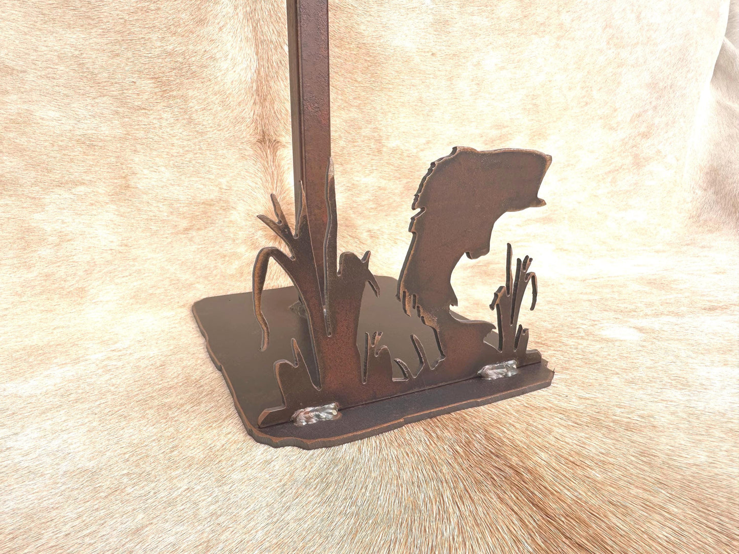 Rustic Bass Paper Towel Holder: Metal Fish Decor - Lodge Kitchen