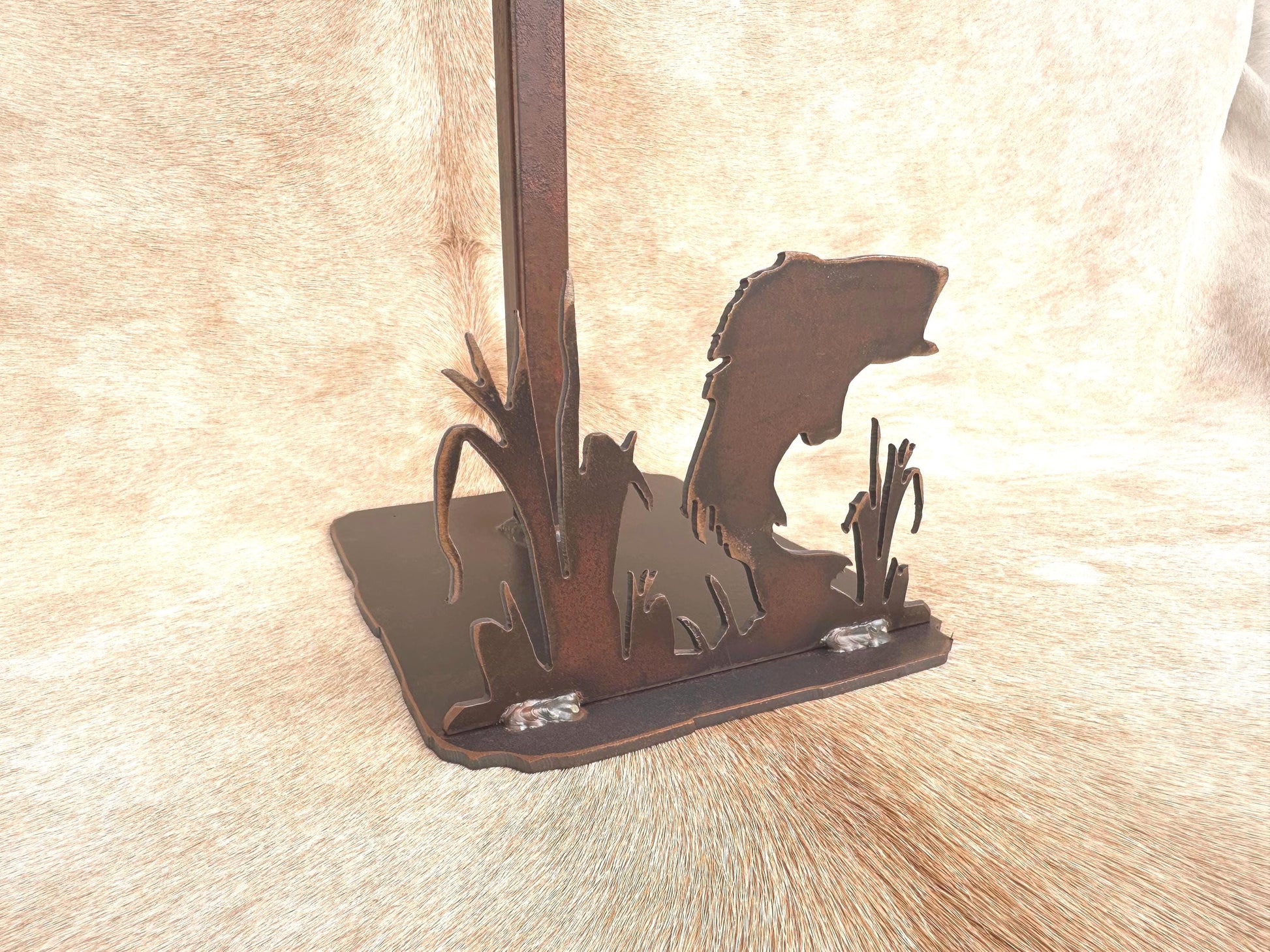 Rustic Bass Paper Towel Holder: Metal Fish Decor - Lodge Kitchen