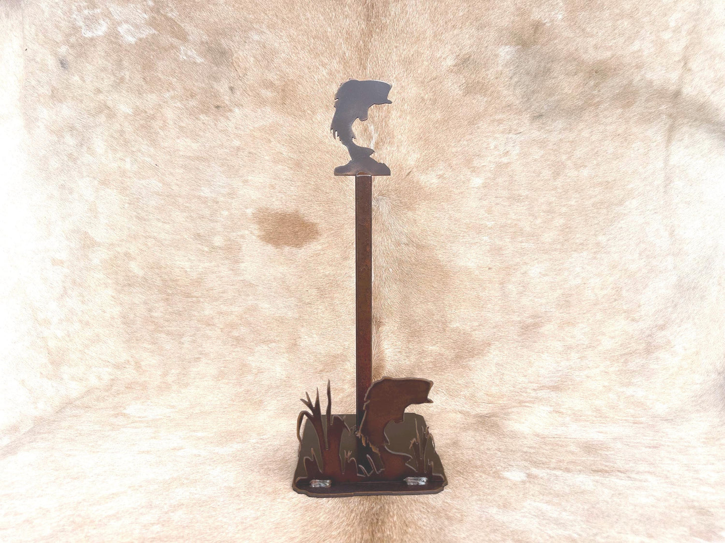 Rustic Bass Paper Towel Holder: Metal Fish Decor - Lodge Kitchen