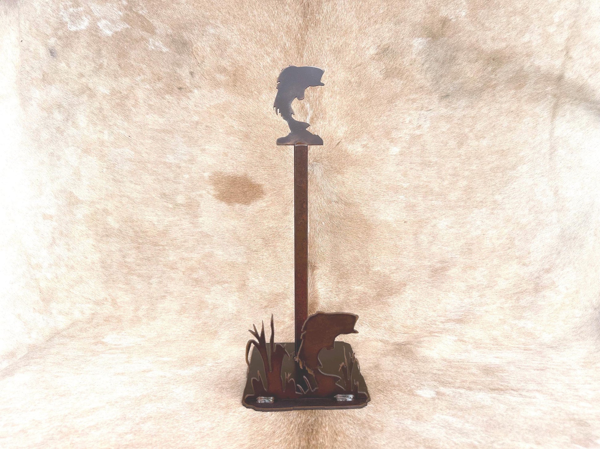 Rustic Bass Paper Towel Holder: Metal Fish Decor - Lodge Kitchen