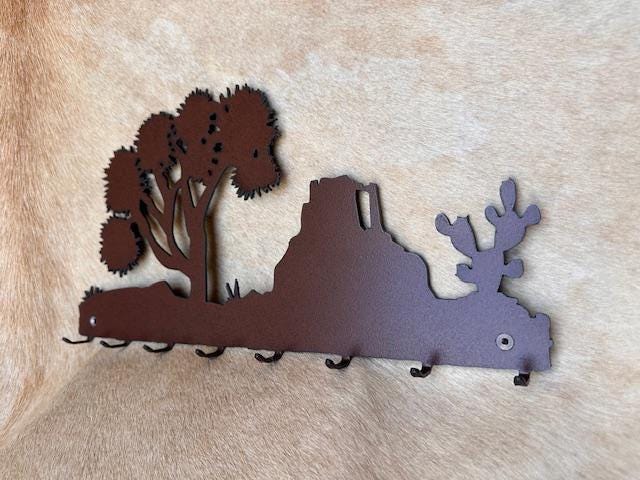 Cactus Key Hanger: Southwest Desert Metal Wall Hooks, Entryway Organizer