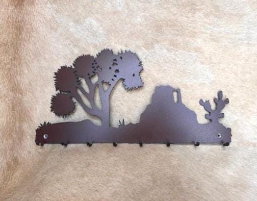 Cactus Key Hanger: Southwest Desert Metal Wall Hooks, Entryway Organizer