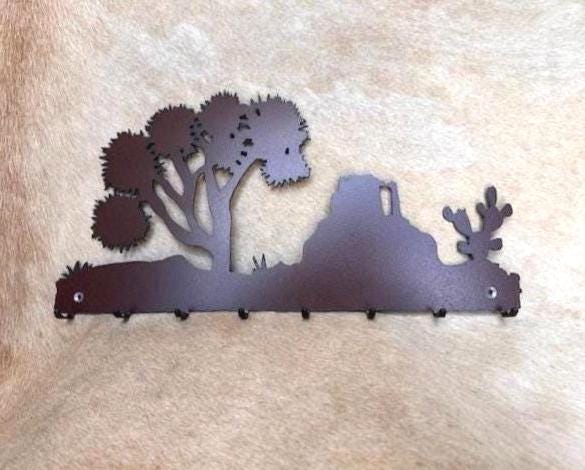 Cactus Key Hanger: Southwest Desert Metal Wall Hooks, Entryway Organizer