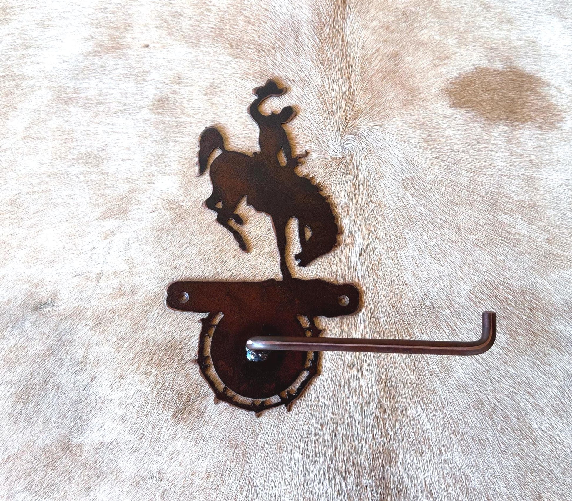 Rustic Bucking Bronco Toilet Paper Holder: Western Bath Decor