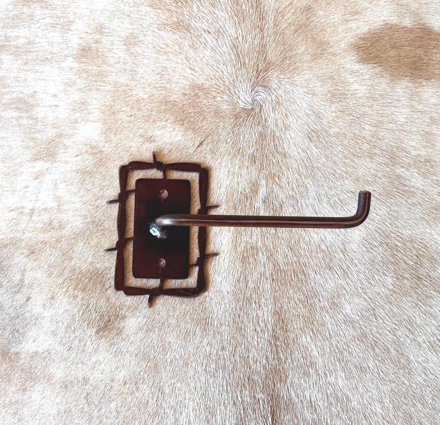 Rustic Barbwire Towel Bar Set: Western Bathroom Decor, Copper Patina