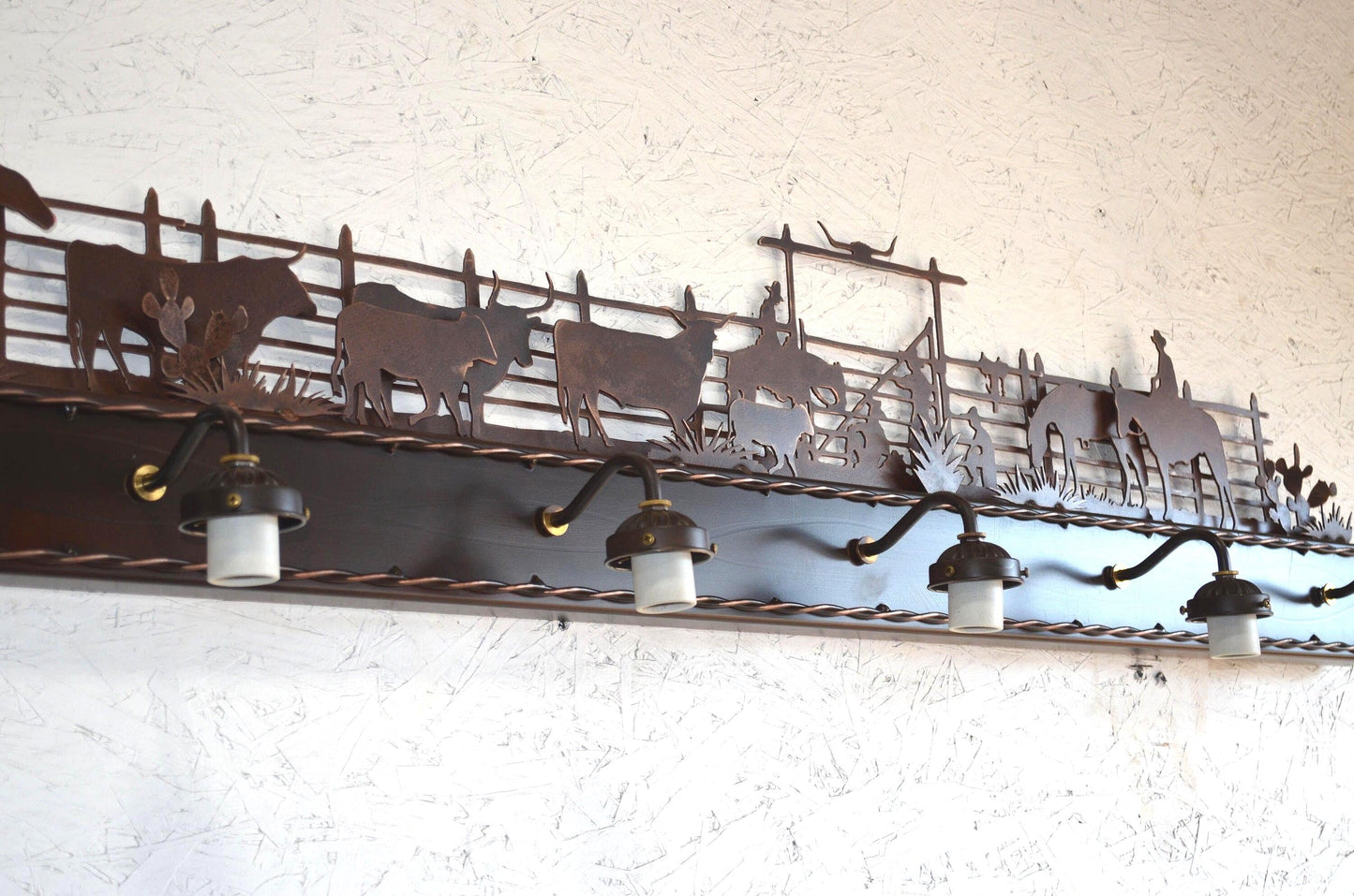 Buffalo Vanity Light: Western Bathroom Decor with Rustic Copper Patina