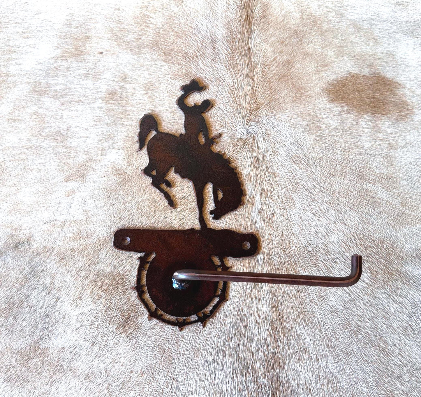 Rustic Bucking Bronco Toilet Paper Holder: Western Bath Decor