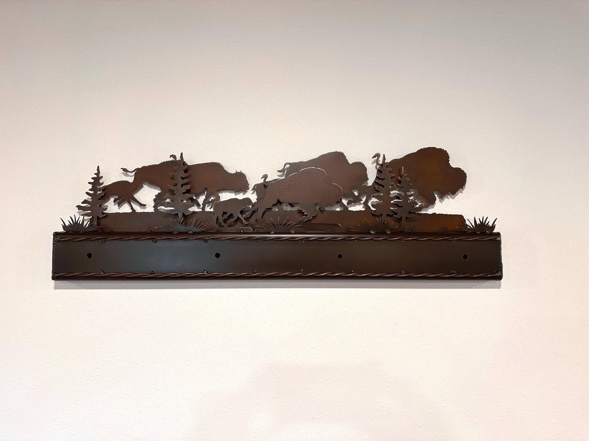 Buffalo Vanity Light: Western Bathroom Decor with Rustic Copper Patina