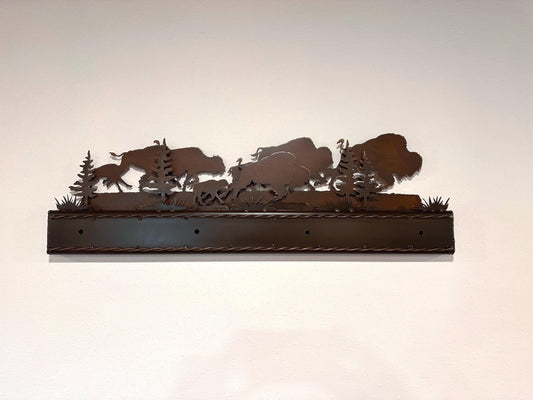 Buffalo Vanity Light: Western Bathroom Decor with Rustic Copper Patina
