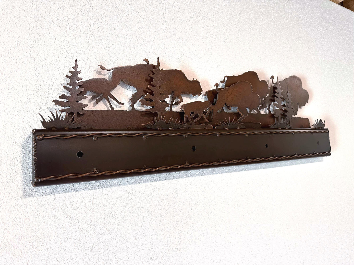Buffalo Vanity Light: Western Bathroom Decor with Rustic Copper Patina