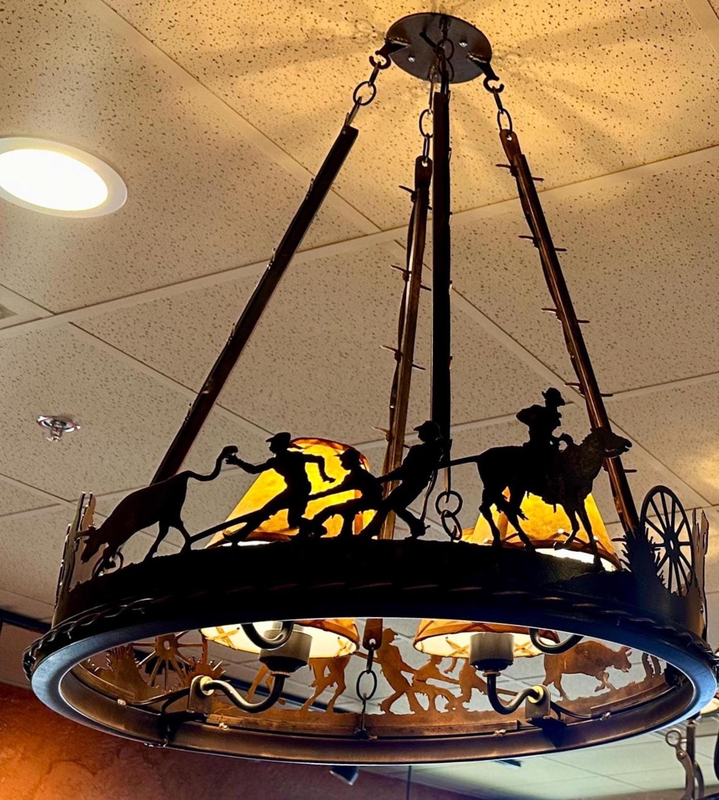 Horse Chandelier Handmade Western Lighting Metal Ring Horse Ranch Light