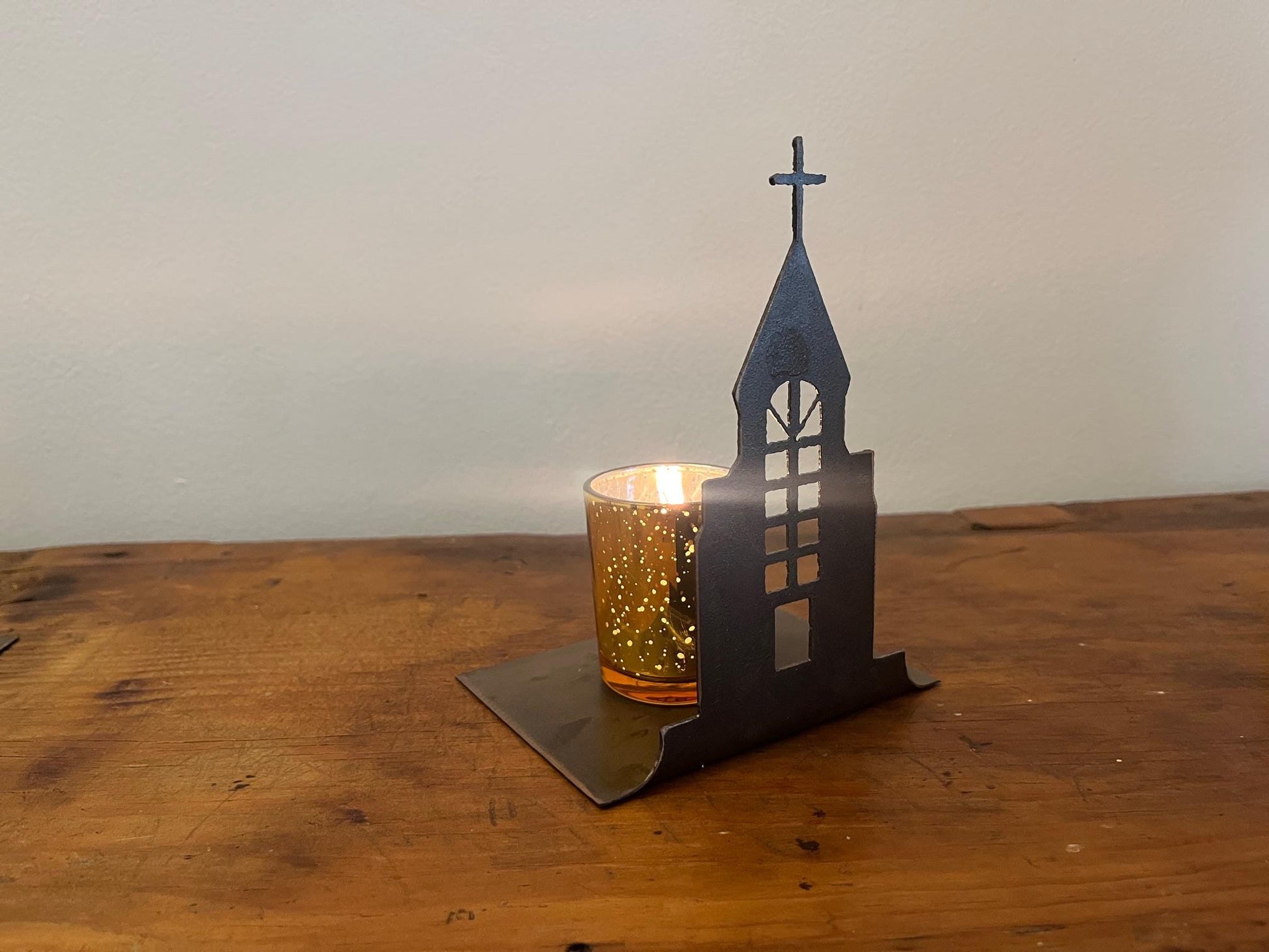 Christmas Village Metal Holiday Decor. Christmas Table Decor. 9" Tall, Candles Not Included. Can be Purchased Individually or as a Set
