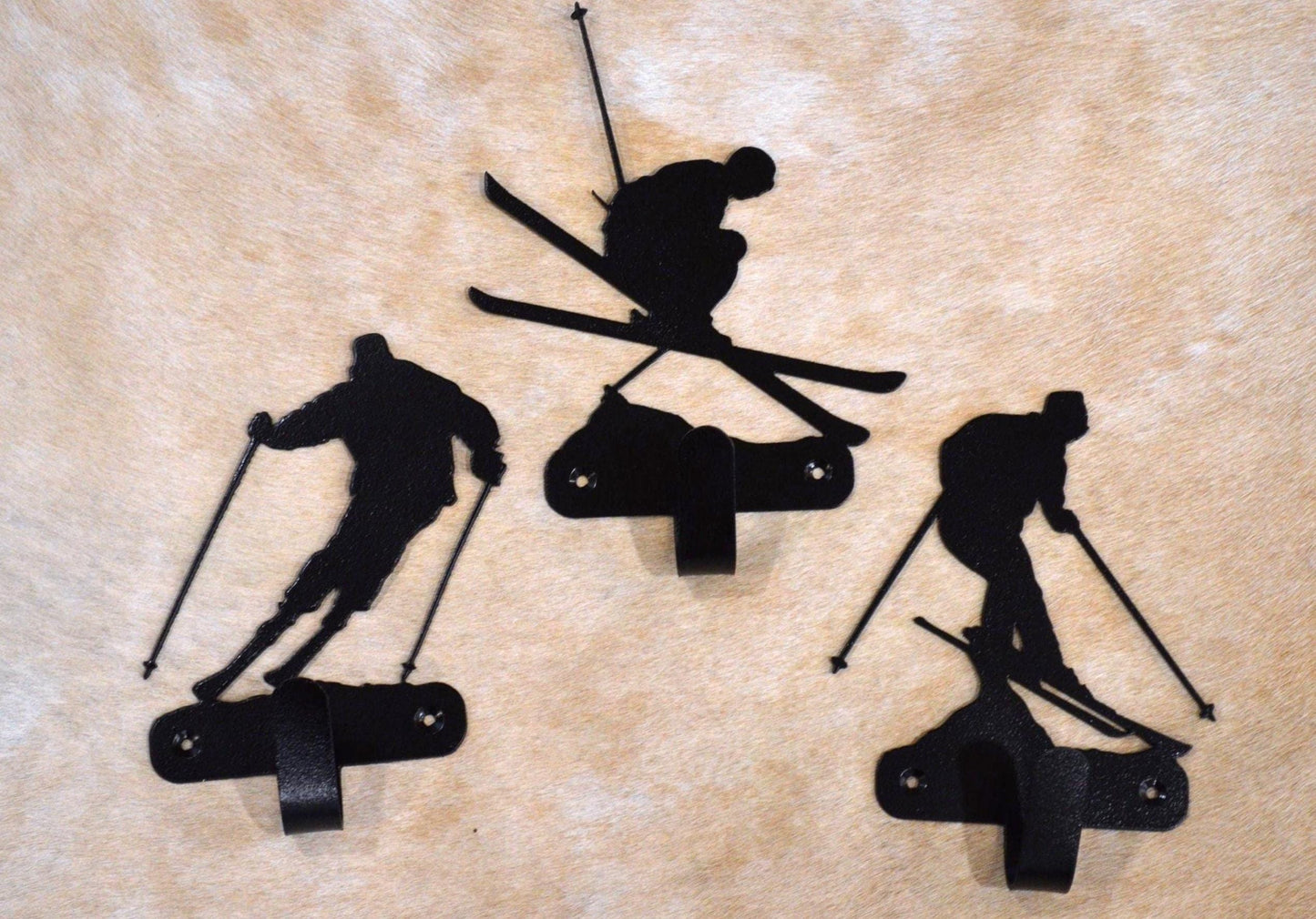 Ski Hooks Set of 3 Metal Ski Hook Back Pack Coat Rack Mountain Towel Hook Ski Gift Laundry Entry Way Hook Gift for Skiers