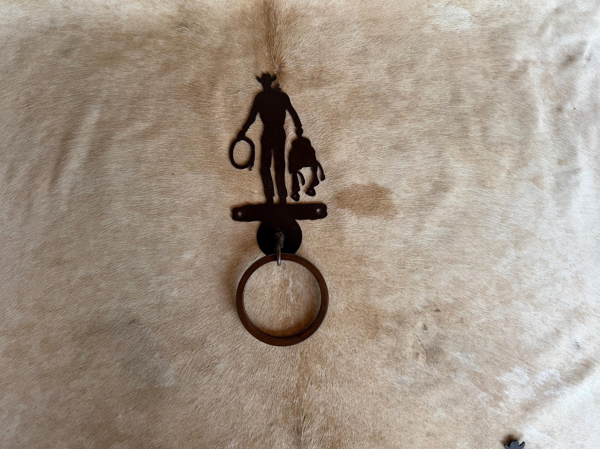 Handmade Cowboy with Saddle Bathroom Hardware Set. Cowboy Towel bar, Towel Ring, Toilet Paper Holder. Rustic Lodge Cowboy Decor