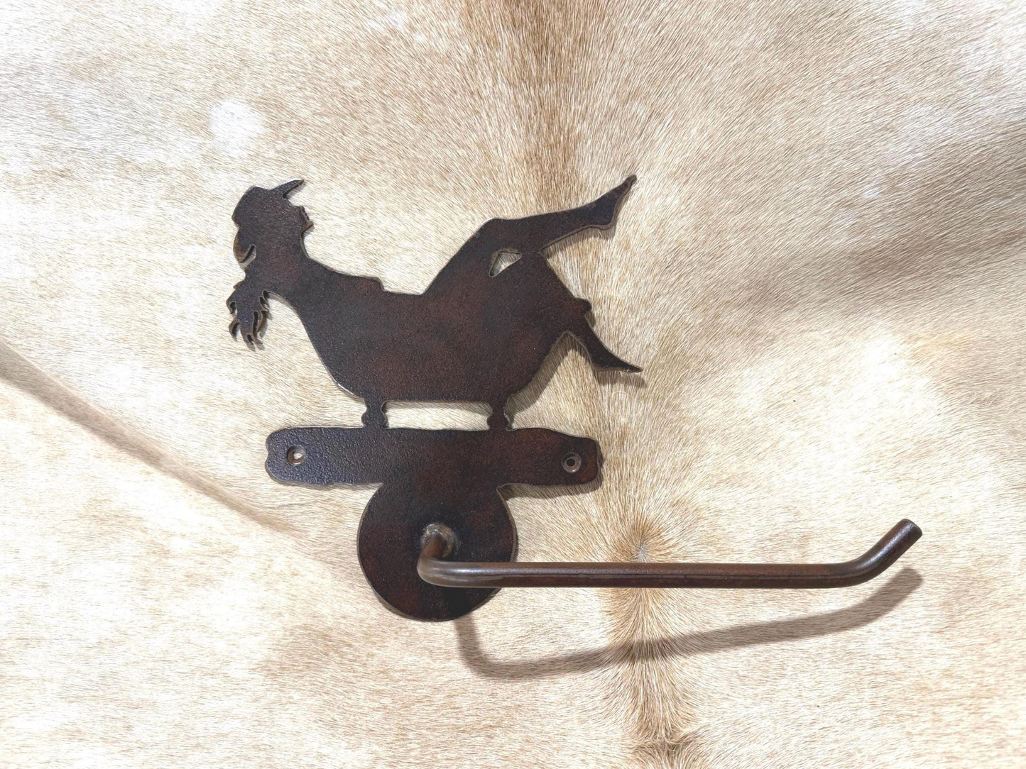 Handmade Bathing Cowgirl Bathroom Hardware Set: Towel Bar, Towel Ring, TP Holder. Cowgirl in Bathtub Metal Decor