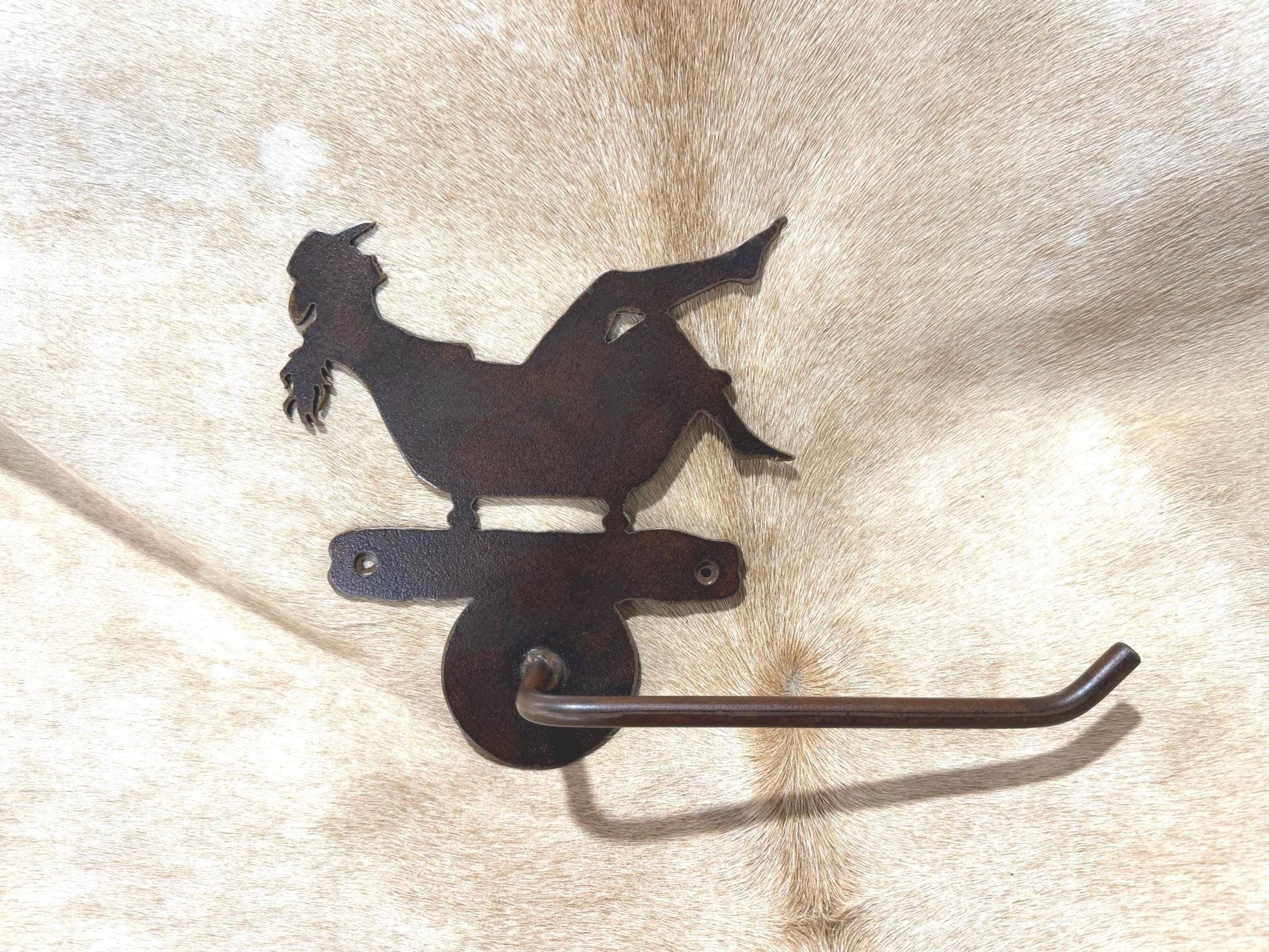 Handmade Bathing Cowgirl Bathroom Hardware Set: Towel Bar, Towel Ring, TP Holder. Cowgirl in Bathtub Metal Decor