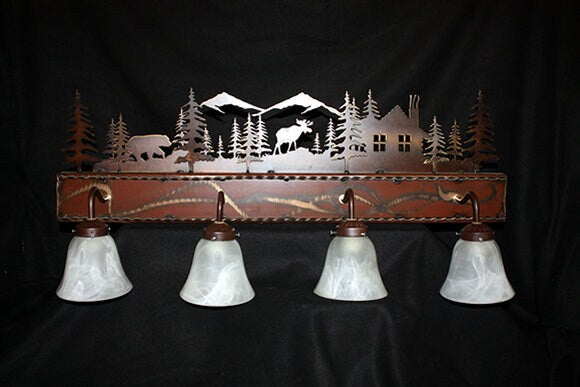 Bathroom Light Moose Elk Bear Deer Light Mountain Lodge Light Rustic Cozy Bath Light Vanity Light Free Shipping Lakehouse Bath Light