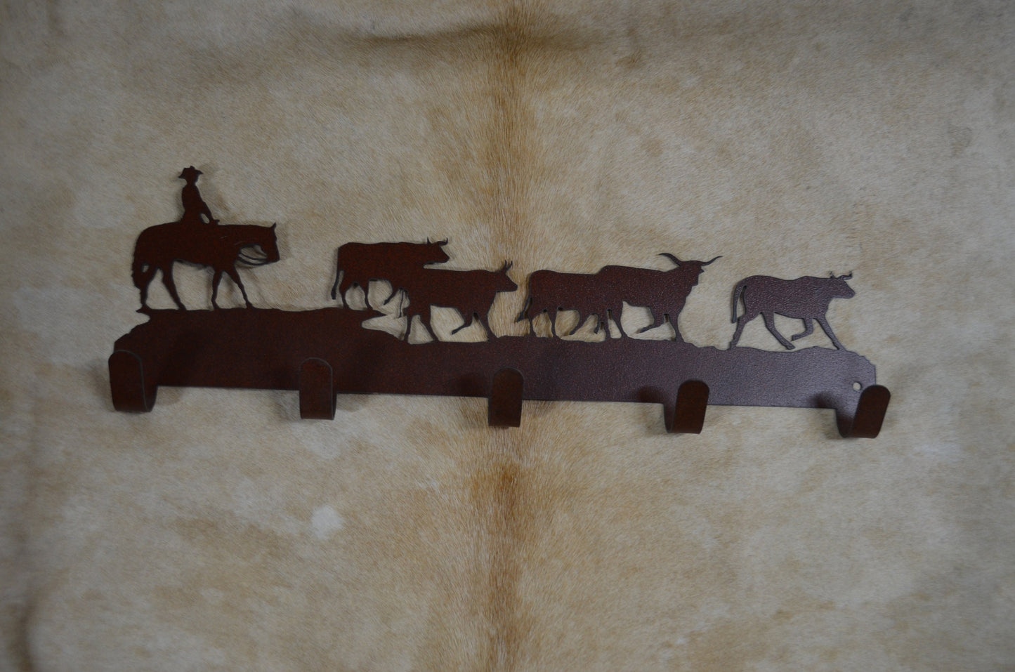 Cattle Drive Wall Hook. Rustic Western Ranch Decor. Metal Wall Mounted Hooks. Towel Robe Hanger. Entryway Laundry Hooks. Cowboy Cow Steer