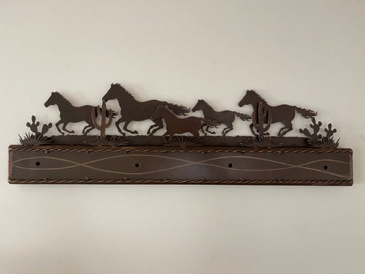 Western Bathroom Light with Running Horses, cactus or pine trees.