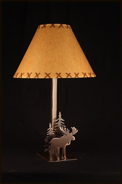 Lamp Rustic Moose Light Metal Table Lamp Moose Decor Light 20" tall Mountain Lodge Lamp Pine Cedar Moose Light Cozy Cabin Decor Lamp