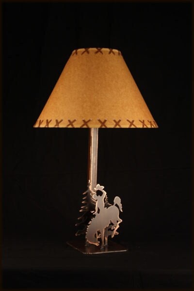 Lamp Cowboy Rustic Lamp Bronc Rider Cowboy Western Metal Table Lamp 20" Tall Handmade Light Bucking Bronco Cabin Lamp Cowboy Nursery Lamp