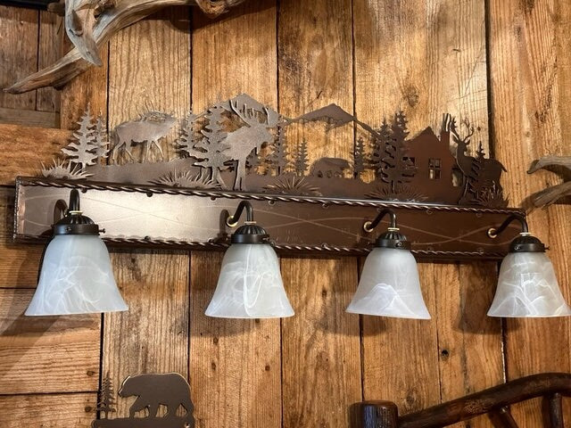 Bathroom Light Moose Elk Bear Deer Light Mountain Lodge Light Rustic Cozy Bath Light Vanity Light Free Shipping Lakehouse Bath Light