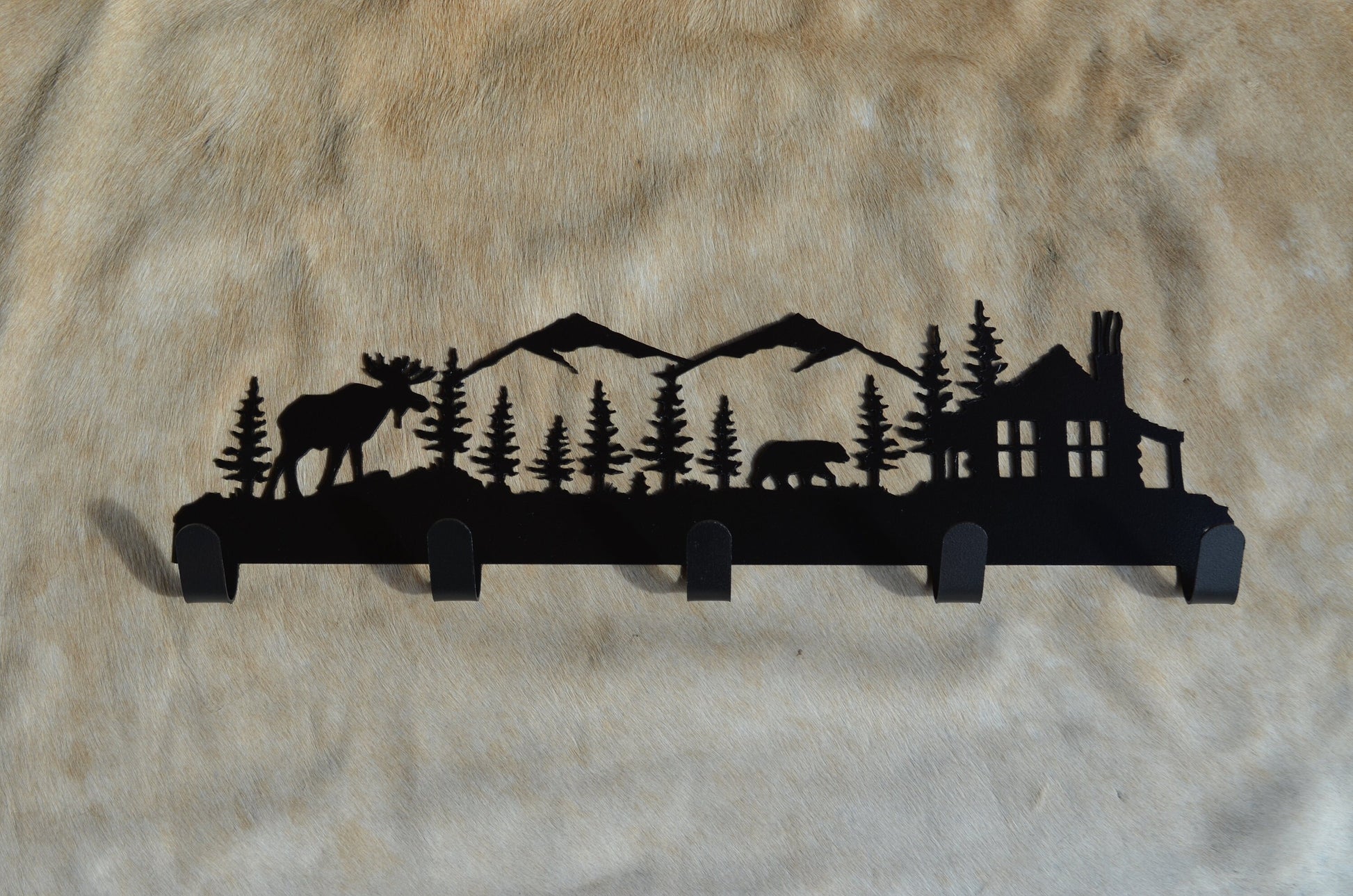 Moose 5 Hook Rustic Lodge Moose Wall Hooks Mountain Cabin Gift Hooks Towel Robe Hook Hat Coat Rack Bear Entry Way Laundry Moose Hooks Gift