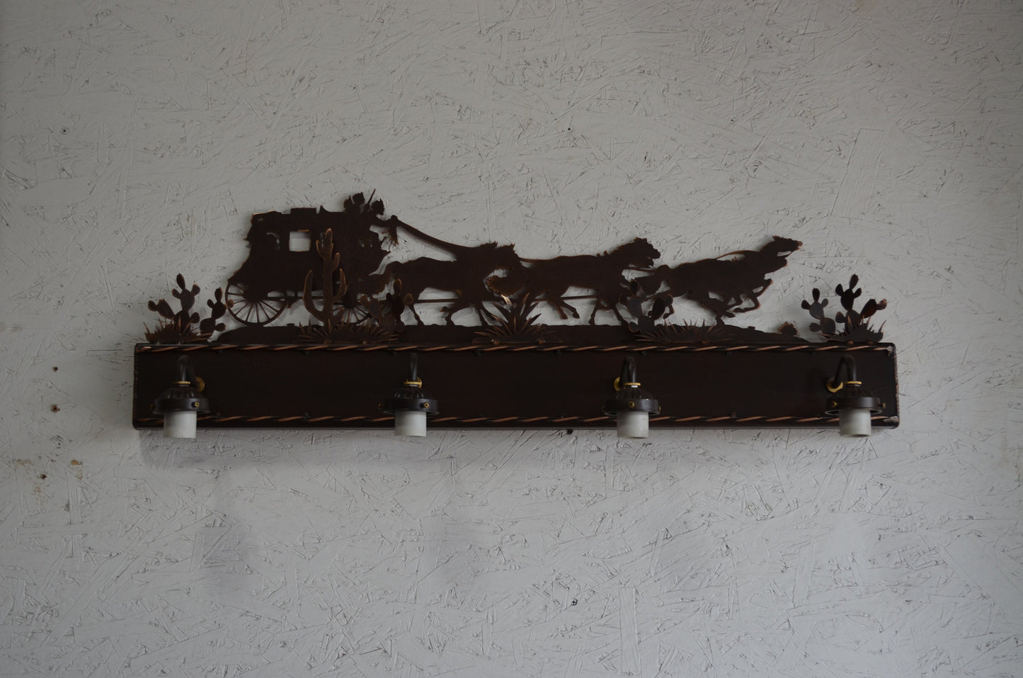 Stagecoach Vanity Light Chuckwagon Bathroom Light Unique Western Bathroom Light Cactus Horse Ranch Cabin Light Rustic Western Light